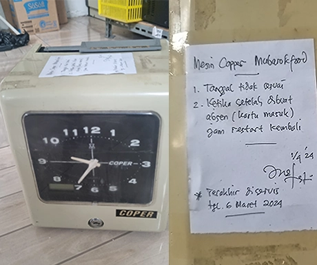 Service absen manual tanggal tidak sesuai